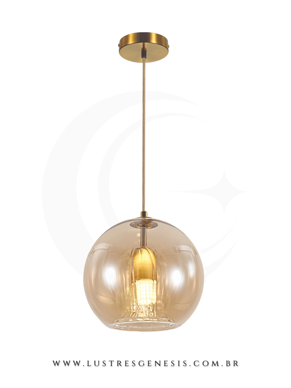 Luminaria Pendente Moderna Metal Bronze Vidro Transparente ou Âmbar E14 20x20cm, Cabeceira de Cama, Lavabo, Balcao de cozinha